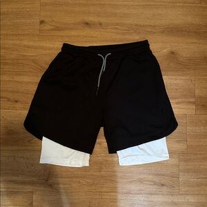 Black Athletic Shorts with White Layer